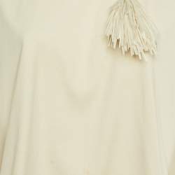 Pre Owned Brunello Cucinelli Beige Cotton Knit Brooch Detail Sweater XL