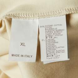 Pre Owned Brunello Cucinelli Beige Cotton Knit Brooch Detail Sweater XL