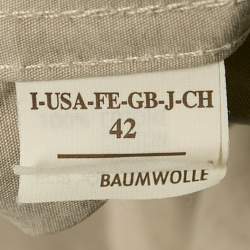 Pre Owned Brunello Cucinelli Grey Cotton Zip-Up Biker Jacket M