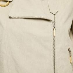 Pre Owned Brunello Cucinelli Grey Cotton Zip-Up Biker Jacket M