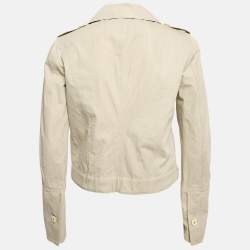 Pre Owned Brunello Cucinelli Grey Cotton Zip-Up Biker Jacket M