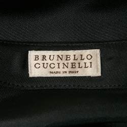 Brunello Cucinelli Blue Monili Detail Silk Asymmetric Sleeve Top S