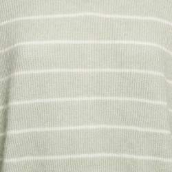 Brunello Cucinelli Pastel Green Striped Cashmere Sweater M