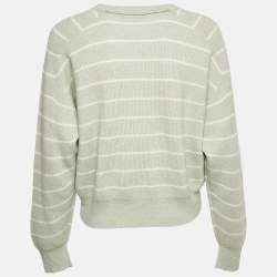 Brunello Cucinelli Pastel Green Striped Cashmere Sweater M