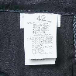 Brunello Cucinelli Navy Blue Monili Detail Satin Wide-Leg Trousers M
