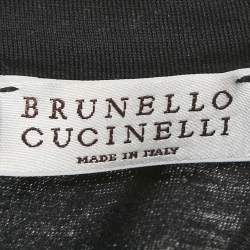 Brunello Cucinelli Black Satin Jersey Monili Detail Top XS