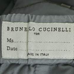Pre Owned Brunello Cucinelli  Blue Gabardine Monili Detail Trousers S