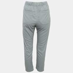 Pre Owned Brunello Cucinelli  Blue Gabardine Monili Detail Trousers S