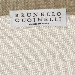 Pre Owned Brunello Cucinelli Beige Cotton Knit Monili Detail Jumper L