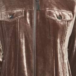 Pre Owned Brunello Cucinelli Pink Velvet Zip-Up Jacket S