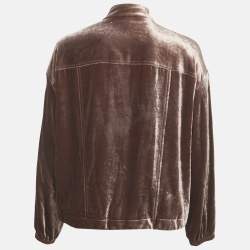 Pre Owned Brunello Cucinelli Pink Velvet Zip-Up Jacket S