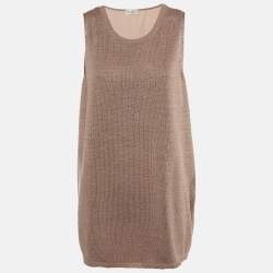 Brunello Cucinelli Mauve Lurex Knit Sleeveless Jumper L 