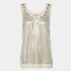 Brunello Cuccinelli Beige Mesh Silk Tank Top XS
