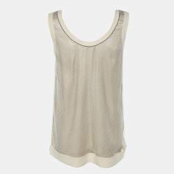 Brunello Cuccinelli Beige Mesh Silk Tank Top XS