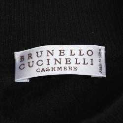 Brunello Cucinelli Black Knit Cashmere High Neck Sweater M