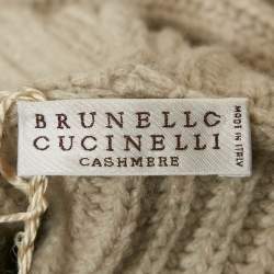 Pre Owned Brunello Cucinelli Grey Cashmere Rib Monile Hooded Cardigan S