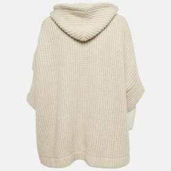 Pre Owned Brunello Cucinelli Grey Cashmere Rib Monile Hooded Cardigan S