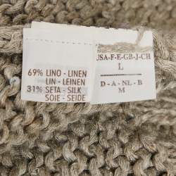 Pre Owned Brunello Cucinelli Grey Sequin Rib Knit Short Sleeve Sweater L