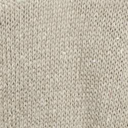 Pre Owned Brunello Cucinelli Grey Sequin Rib Knit Short Sleeve Sweater L