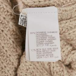 Pre Owned Brunello Cucinelli Beige Sequin Rib Knit Turtle Neck Sweater L