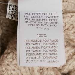 Pre Owned Brunello Cucinelli Beige Sequin Rib Knit Turtle Neck Sweater L