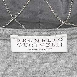 Pre Owned Brunello Cucinelli Grey Cashmere Knit Hoodie and Sweatpants Set XS/S