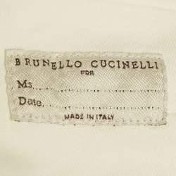 Pre Owned Brunello Cucinelli White Denim Wrap Straight Raw Edge Jeans S Waist 30"