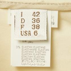 Pre Owned Brunello Cucinelli Cream Cotton Monili Belt Detail Trousers M Waist 32"