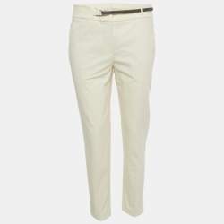 Brunello Cucinelli Ivory Silk Crepe Elasticized Waist Pants
