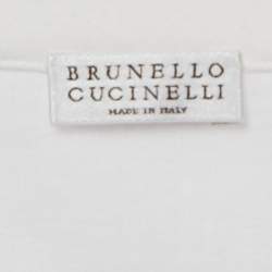 Pre Owned Brunello Cucinelli White Jersey Monili Pocket Detail Sleeveless Mini Dress L