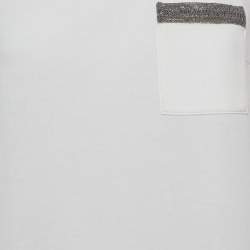 Pre Owned Brunello Cucinelli White Jersey Monili Pocket Detail Sleeveless Mini Dress L