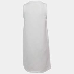 Pre Owned Brunello Cucinelli White Jersey Monili Pocket Detail Sleeveless Mini Dress L