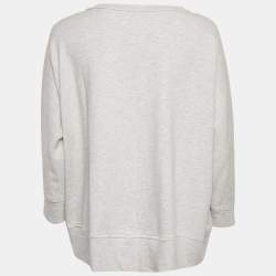 Pre Owned Brunello Cucinelli Grey Cotton Jersey Ruffled Monili Pocket Detail Sweatshirt XS