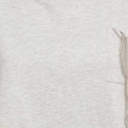 Pre Owned Brunello Cucinelli Grey Cotton Jersey Ruffled Monili Pocket Detail Sweatshirt XS