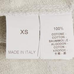 Pre Owned Brunello Cucinelli Grey Cotton Jersey Ruffled Monili Pocket Detail Sweatshirt XS