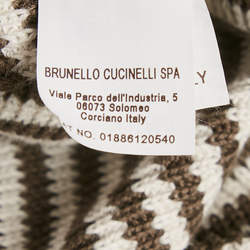 Pre Owned Brunello Cucinelli Brown Stripe Knit Embellished Sweater M