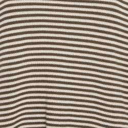 Pre Owned Brunello Cucinelli Brown Stripe Knit Embellished Sweater M