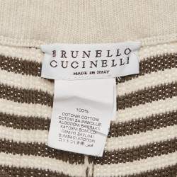 Pre Owned Brunello Cucinelli Brown Striped Knit Wide Leg Pants M