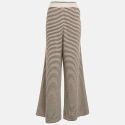 Pre Owned Brunello Cucinelli Brown Striped Knit Wide Leg Pants M