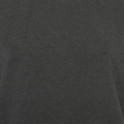 Pre Owned Brunello Cucinelli Charcoal Grey Cotton Knit Monili Trim Detail Shift Dress L