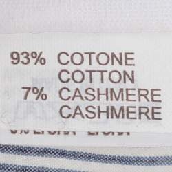 Pre Owned Brunello Cucinelli Grey/Off White Pin Stripe Cotton and Cashmere Long Sleeve Shirt M