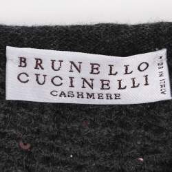 Pre Owned Brunello Cucinelli Grey Cashmere Blend Sleeveless Tops XL