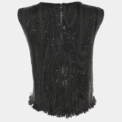 Pre Owned Brunello Cucinelli Grey Cashmere Blend Sleeveless Tops XL