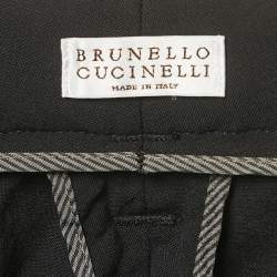 Pre Owned Brunello Cucinelli Black Wool Monili Hem Trousers XS