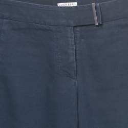 Pre Owned Brunello Cucinelli Blue Cotton Slim Fit Trousers S