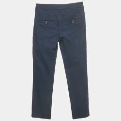 Pre Owned Brunello Cucinelli Blue Cotton Slim Fit Trousers S