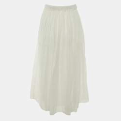 Pre Owned Brunello Cucinelli White Cotton Midi Skirt S