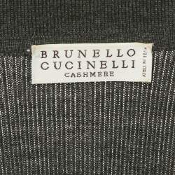 Pre Owned Brunello Cucinelli Dark Grey Wool Embellished Trim Sweater Midi Dress S