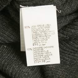 Pre Owned Brunello Cucinelli Dark Grey Wool Embellished Trim Sweater Midi Dress S