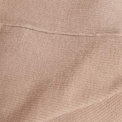 Pre Owned Brunello Cucinelli Beige Rib Knit Sleeveless Monili Bead Detail Cardigan S